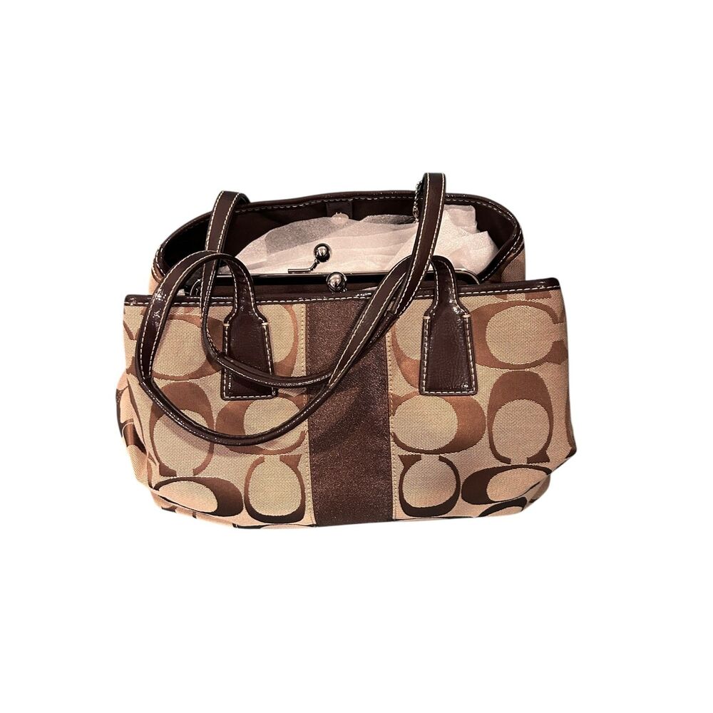 Coach Tote Bag Beige Brown Signature F17424 bag/handbag